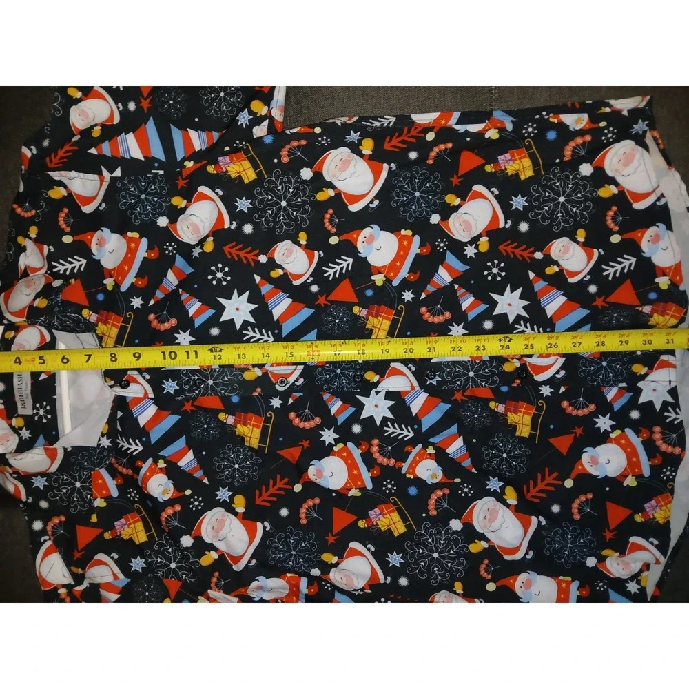 J&D Huashia Mens Large Christmas Shirt Santa Claus Button Up Holiday Hawaiian